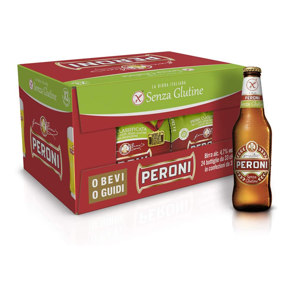 Birra Peroni Senza Glutine Cassa da 24 Bottiglie da 33 cl. - Prodotti Senza  Glutine On Line